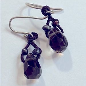 Smokey topaz and silver dangle earrings, artist handmade from Twist